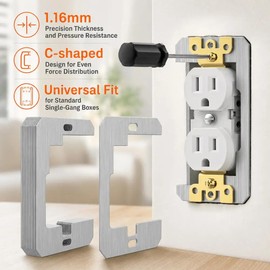 Metal Outlet Spacers for Loose Wall Plates – Flush-Fit Leveling Plates for Electrical Outlets & Switches, 5/10/20-Pack