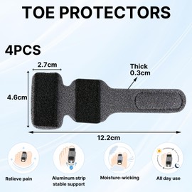 4pcs Anti-Slip Hammer Toe Corrector, Adjustable Toe Straighteners, Toe Splint with Double Aluminum Plate, Broken Toe Brace, Relieve Pain for Curled, Bent Toes, Crooked, Gray Brown