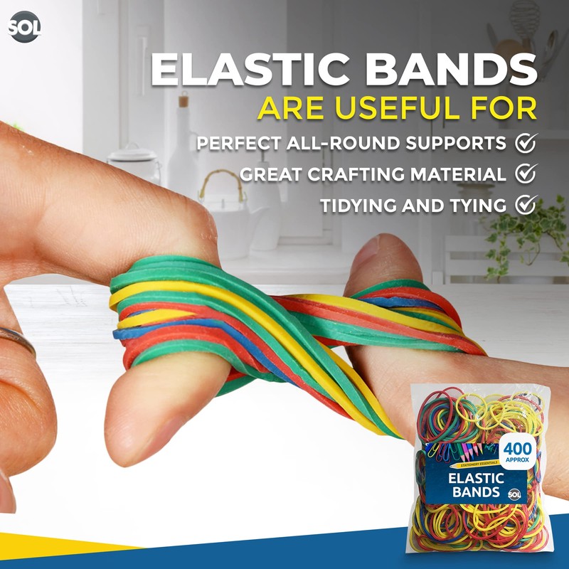 400pk SOL Elastic Bands | Rubber Bands Assorted Sizes |