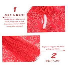 Operitacx 4 Pcs Fabric Red Envelope Chinese Cash Envelopes Chinese Red Packet Spring Festival Red Envelops Chinese Style Money Pockets Chinese Style Red Envelope Red Cash Envelopes Satin