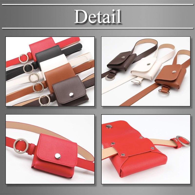 BUZZxSELECTION LBT076 Women's Leather Waist Pouch Bag Belt Buckle 2-Way