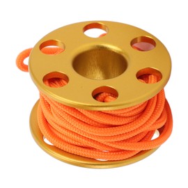 Scuba Diving Finger Reel Aluminum Alloy Mini Finger Spool Reel Pendant with Glow in The Dark Nylon Guide Line for Underwater Cave Diving Gold