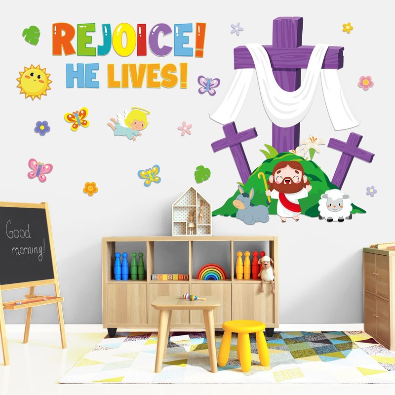 Happy Easter Supplies He is Risen Door Decoration Religious Cross