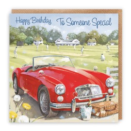 Hunts England - Someone Special Classic Sports Car Birthday Card - Happy Birthday - To Someone Special - Male Artistic Car Birthday Card - Milo's - Cricket Match