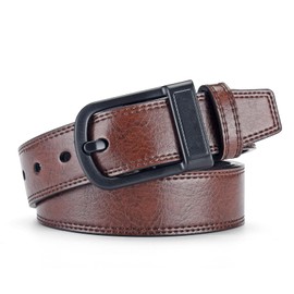 Gleecosy Nickle and Metal Free Hypoallergenic Leather Tsa Approved Belt for Men With Plastic Buckle Airport Friendly, Brown, Size 37 (Fits Pants Size 35-36)