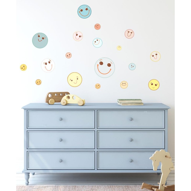 Boho Smiley Happy Faces Polka Dot Wall Decals Baby Nursery