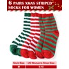 Eurzom 6 Pairs Christmas Women's Striped Socks Holiday Novelty Crew