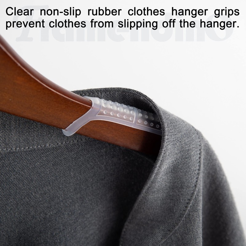 Framendino, 100 Pack Clear Non-Slip Rubber Clothes Hanger Grips Clothing