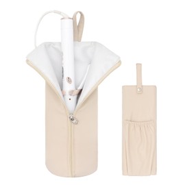 Boweike Hair Tools Travel Bag for T3 SinglePass Curl X, Heat Resistant Curling Iron Case for Bio Ionic, Hair Tool Organizer for Home and Travel (Apricot)