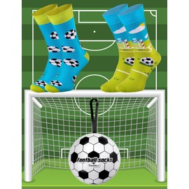 Rainbow Socks – 2 Pairs Of Football Socks In A Ball – Original Gift For A Football Player, Goalkeeper, Fan Of Football - Size 7.5-11