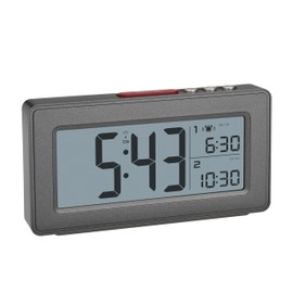 TFA 60.2563.10 Digital Radio-Controlled Alarm Clock Date Day of the Week 2 Alarm Times Time Zone