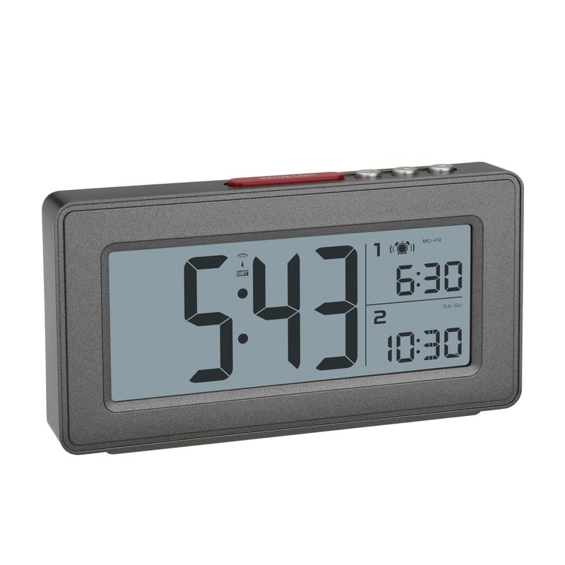 TFA 60.2563.10 Digital Radio-Controlled Alarm Clock Date Day of the