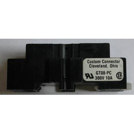 CUSTOM CONNECTOR GT08-PC 10 AMP, QC/Blade Socket Type, 8 Terminal, Relay Socket, 2 Pole, Screw Terminal, DIN Rail MOUNTING, 8 Blade, THERMOPLASTIC Material, GT Series, 300 Volt, DPDT, 8 PIN