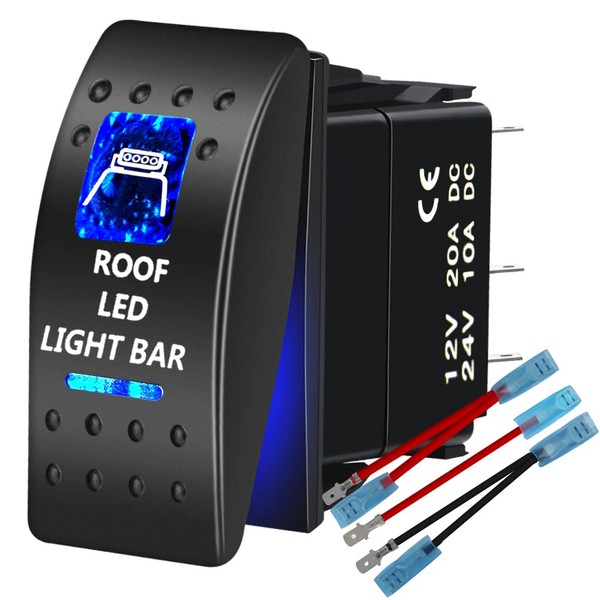 HOKAAER Waterproof Rocker Switch 12V/20A 24V/10A 5Pin SPST ON-Off Toggle