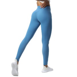 Aoxjox High Waisted Workout Leggings for Women Compression Tummy Control Trinity Buttery Soft Yoga Pants 26" (Mykonos Blue, Small)