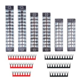 HAXIHA 600V 15A Screw Terminal Strip, 6 Sets 8/10/12 Positions, Double Row Screw Terminal Strip Block, with Cover 400V 15A Pre-Insulated Terminal Barrier Strip (TB1504) for Electronic Circuit