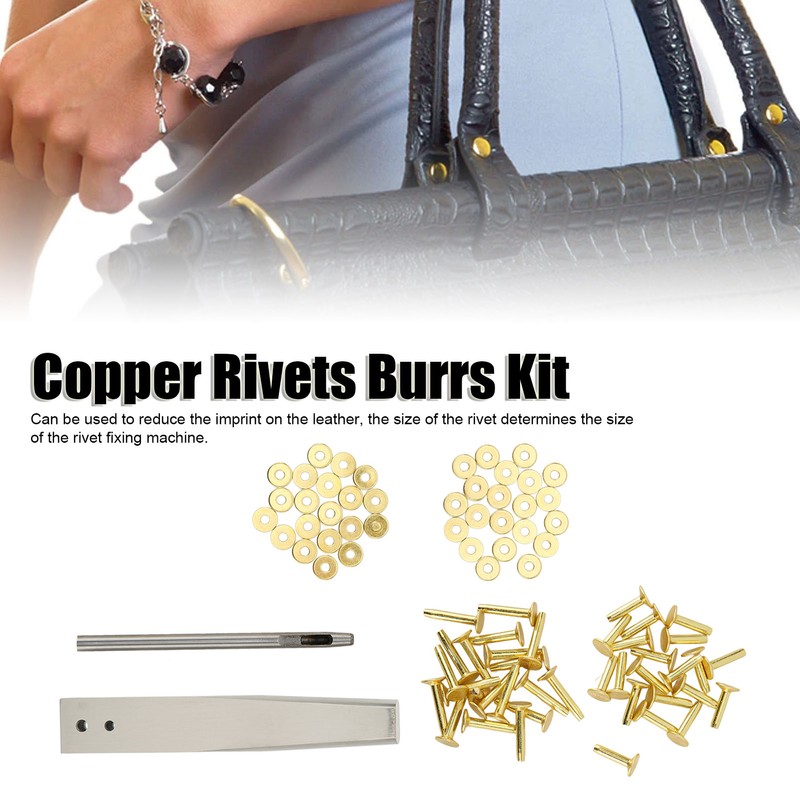Copper Rivets Burrs Kit Copper Rivets with Setters Rust Proof