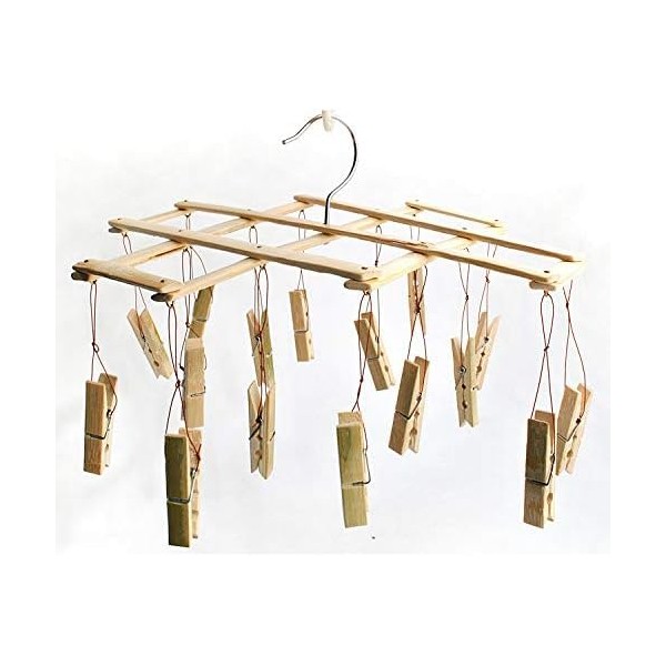 Natural Bamboo Clothespin-Folding Clothespin Laundry Dripping Hanger 16 Clip Bamboo