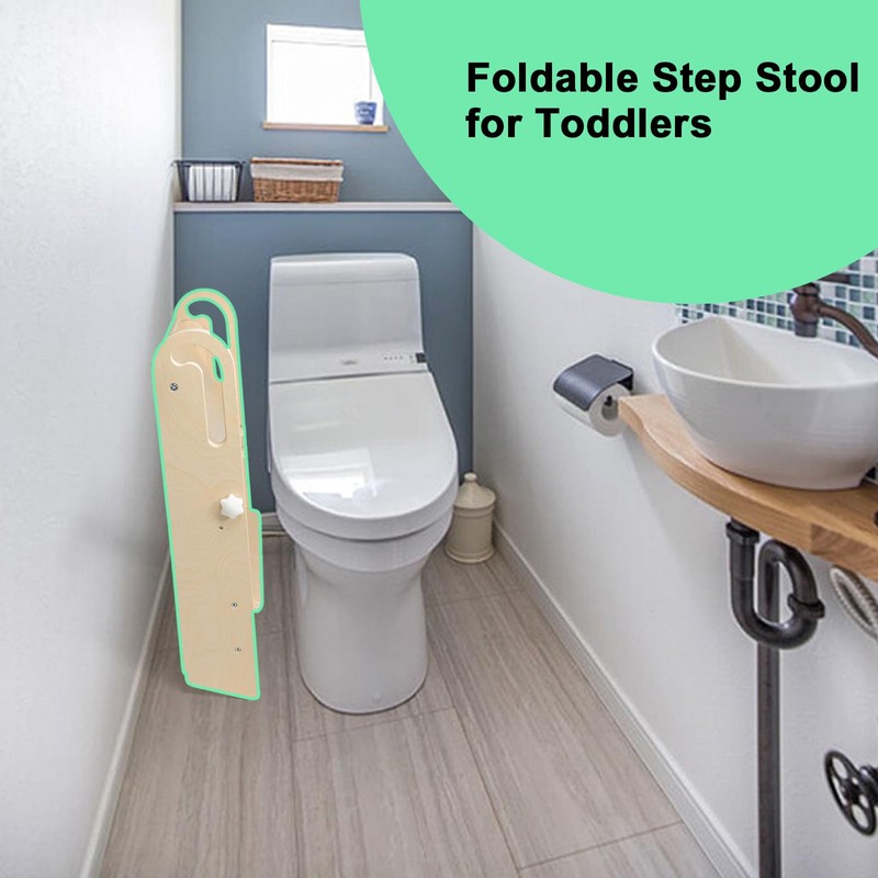WOOD CITY Step Stool Foldable for Toddlers, Adjustable Kids Step