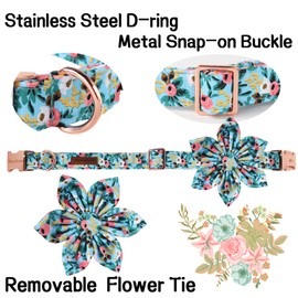 Unique style paws Dog Collar with Flower, Adjustable Dog Collar Flower Pattern, Durable Pet Collar for Small Medium Large Dogs