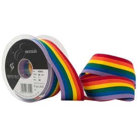 Berisfords 35 mm Rainbow Stripe Ribbon, Multi-Color