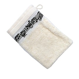 Wash Mitt with Notes Motif Cream - Great Gift for Musicians