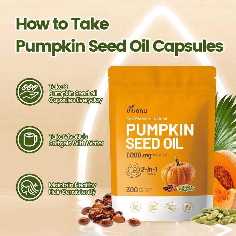 Unbranded Pumpkin Seed Oil 1000mg with Saw Palmetto 300 Softgels