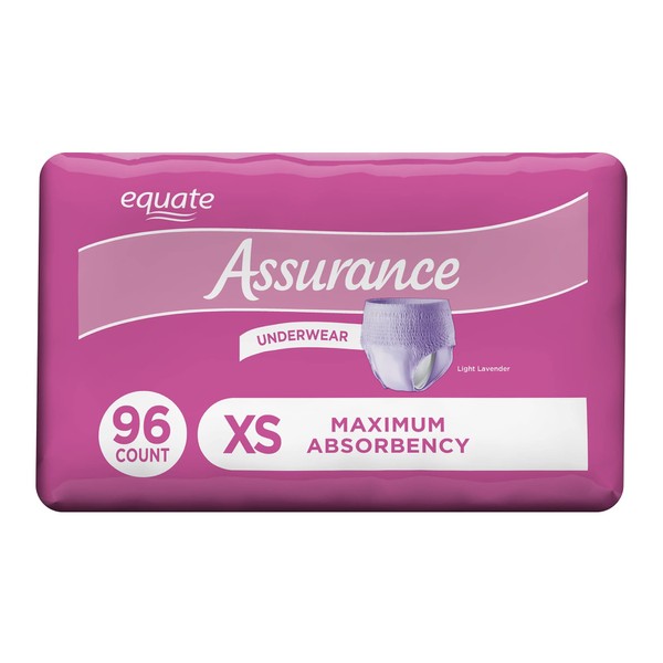 Assuranc Assurance Incontinence & Postpartum Underwear for Women, Maximum Absorbency, XS 96 Count (Pack of 2 | Total of 192 Ct)