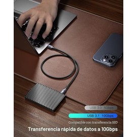 CONMDEX - Cable USB de Android Auto [Actualización, 91 cm, 2 unidades], USB 3.1 Gen 2, USB A a USB C, cable de transferencia de datos tipo C de 10 Gbp