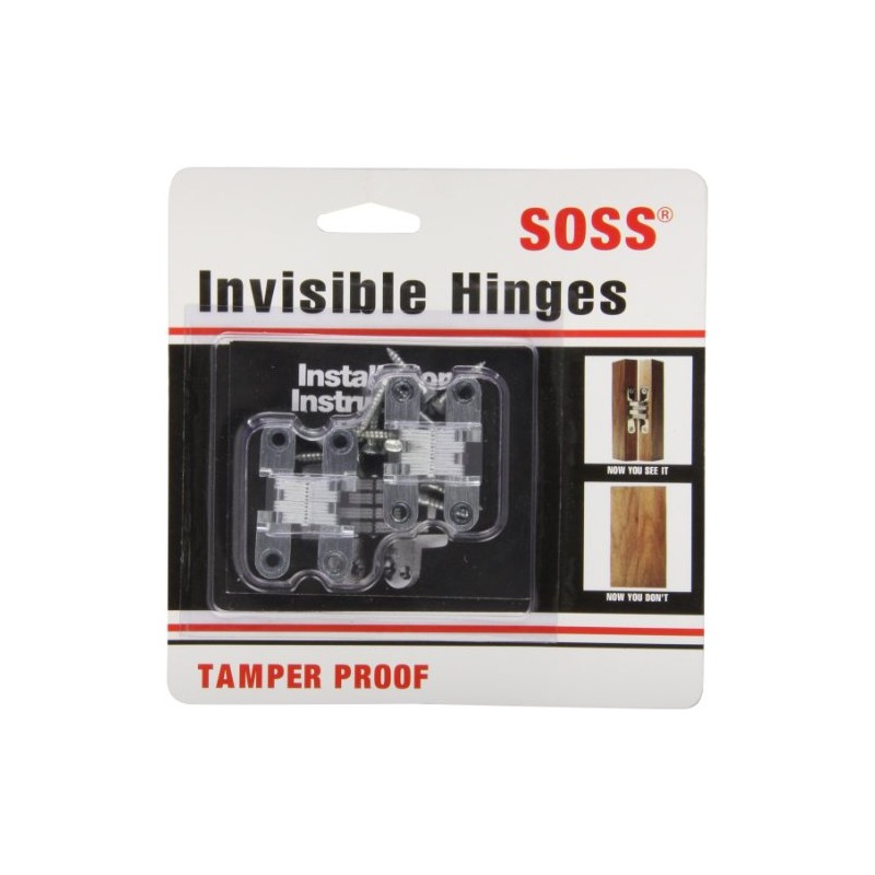 SOSS 101CUS26D Mortise Mount Invisible Hinges with 4 Holes, Zinc,