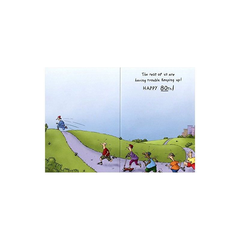Stretching Jogger - Oatmeal Studios Funny 80th Birthday Card