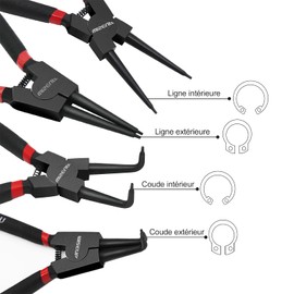 WISEUP Circlip Pliers 7 inch, Straight External Tips (Tip Diameter 1/20") Snap Ring Pliers Heavy Duty for C Clip Remover Retaining