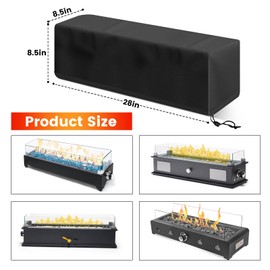 Outdoor 28 Inch Rectangular Fire Pit Cover – 600D Waterproof & UV Resistant Fire Pit Table Cover with Drawstring Fits