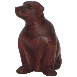Brave Wings Hand Carved Wooden Dog ~ My Obedient Dog ~ Ornament Sculpture Figurine Statue Unique Table Decoration Home Decor ~ 5288