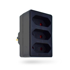 feletec 3-Way Socket Adaptor 3x Euro, Black, Multiple Plug, Multiple Socket