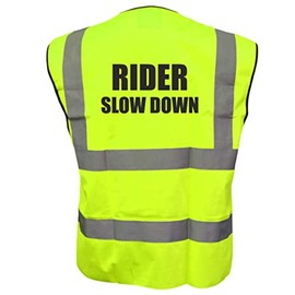 Brook Hi Vis UK Hi Vis Rider Slow Down Yellow Vest Waistcoat Equestrian Equine Safety Reflective Jacket Road Safety Plus a Discount Code for your next order XXX-Large