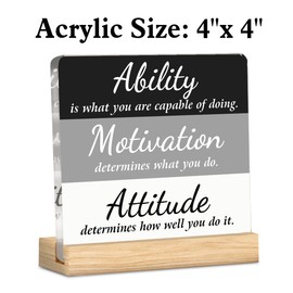 Inspirational Desk Sign Office Decor Positive Ability Motivation Attitude Acrylic Desk Decorative Sign