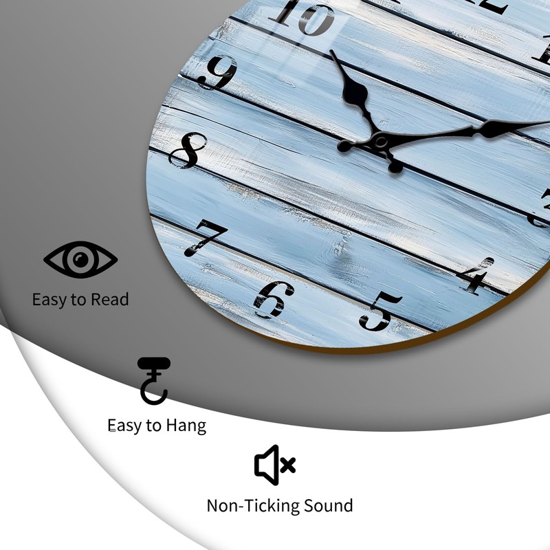 Wooden Wall-Clocks for Kitchen - Silent Non Ticking Wall Clocks