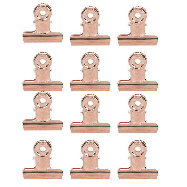 Pack of 12 Nail Clip Curve C Fingernail Extension Clips, Multifunction Clips Fingernail Art Accessories for Nail Fiberglass Extension and Fixing (Rose Gold)
