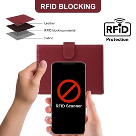 DOB SECHS RFID Passport Holder Wallet for Travel Women Slim Leather Passport Cover Wallet with Card Holders SIM Slots, Zippered Coin Pocket, Small Travel Accessories Organizer Pouch Bag, Red