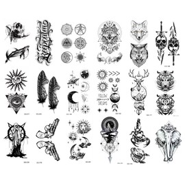 Waterproof temporary tattoo half arm shoulder tattoo 18 sheets and small size 18 sheet tattoo stickers, Extra large tattoo stickers, Waterproof realistic tattoo long-lasting, Suitable for women or men