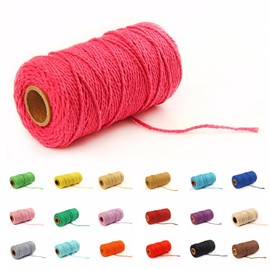 1 Roll 2mm 109 Yard Colourful Cotton Cord Bakers Twine DIY Crafts Gift Wrapping Christmas Wedding Home Decor String Rope (Rose Red)