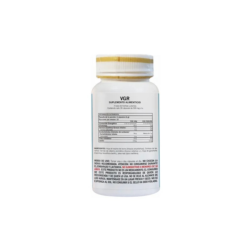 Suplemento Alimenticio Vgr 30 Capsulas 500 Mg Cu Sin Sabor