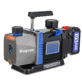 Rogvoc 3.5 CFM Cordless Vacuum Pump, 110V 1/4 HP Single Stage Rotary Vane Air Electric Vacuum Pump for HVAC/AUTO, AC Refrigerant Recharging, Applicable to R12 R22 R134a R410a