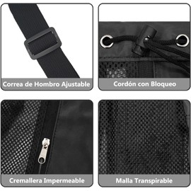 Bolsa de Cuerdas, Mochila Deportiva con Cordón, Mochila de Playa de Malla con Bolsillo Húmedo, Bolsa de Piscina con Cordón Bolsa de Natación Impermeable Gimnasio para Hombres y Mujeres