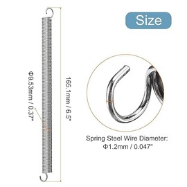 Liyquint 6pcs Extension Spring Assortment, 6.5x0.37in Stainless Steel Dual Hook Tension Spring with Hook Ends for Industrial Machinery, Garage Door Repair, DIY Projects. (6)