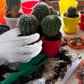 Rose Pruning Gloves for Men and Women - Thorn Proof-100% natural premium Goatskin Leather Gardening Gloves with Gauntlet (Natural, Small (Packe of 1))