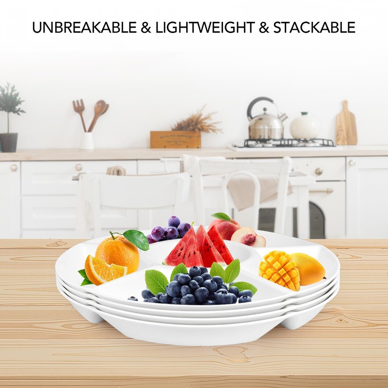 greenandlife 4 Pcs 12.4" Large Divided Serving Trays for Party