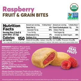 Olyra Raspberry Fruit Bars, Prebiotic High Fiber Snack, Organic Snacks, Healthy Snacks for Adults and Kids, Low Sugar, Vegan, Office Breakfast Bars, USDA Certified Organic, Non GMO (Pack of 24)