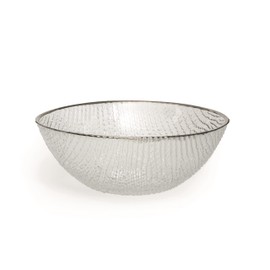 Excelsa プラチナサラダボウル ガラス 透明/シルバーボーダー 23 x 23 x 10 cm